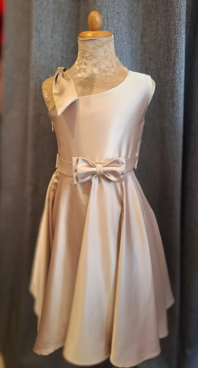 Champagne Asymmetric Bow Dress