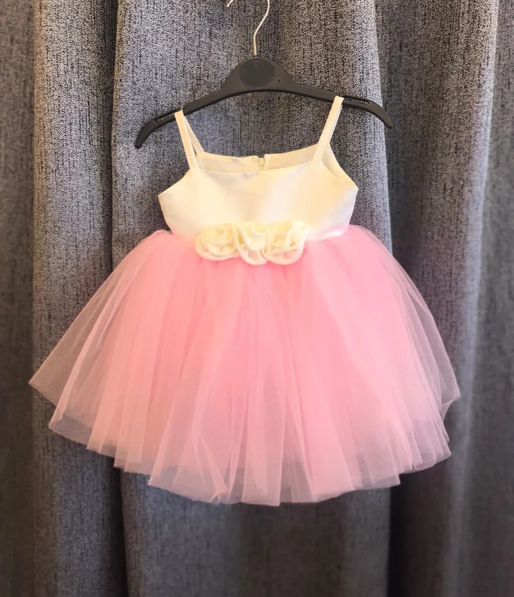 Cream & Rose Flower Tutu Dress