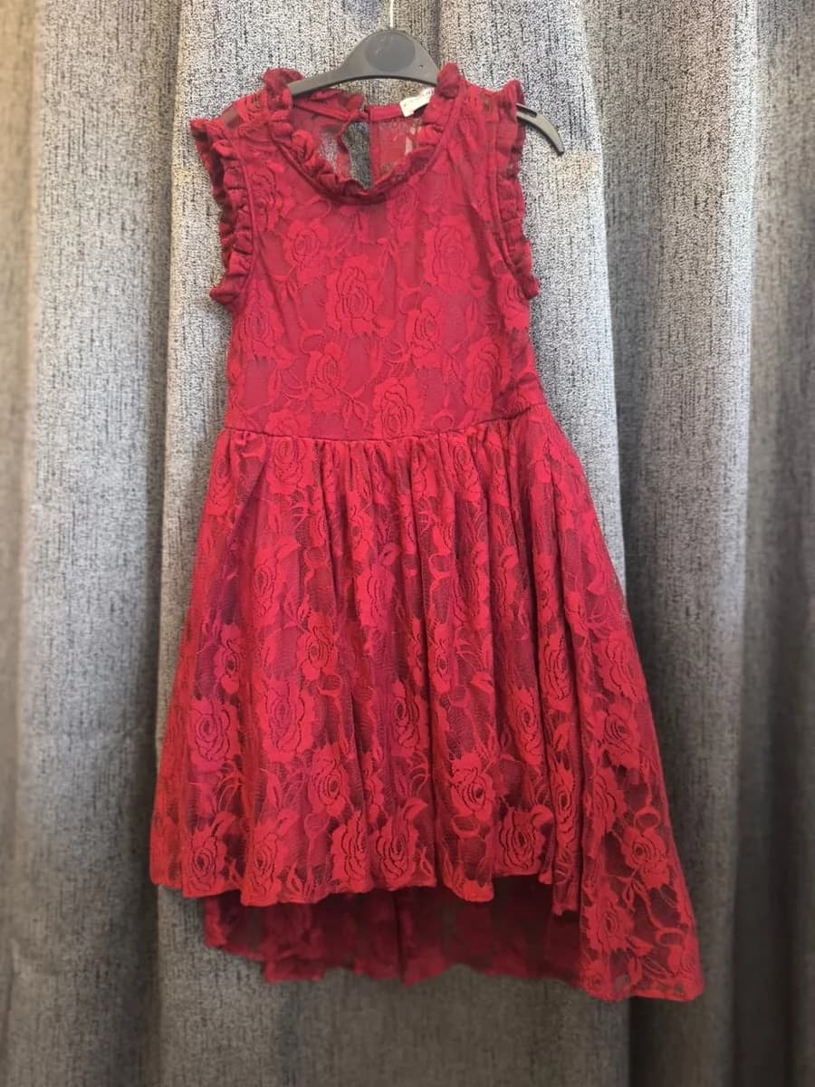 Crimson Lace Hi-Lo Dress