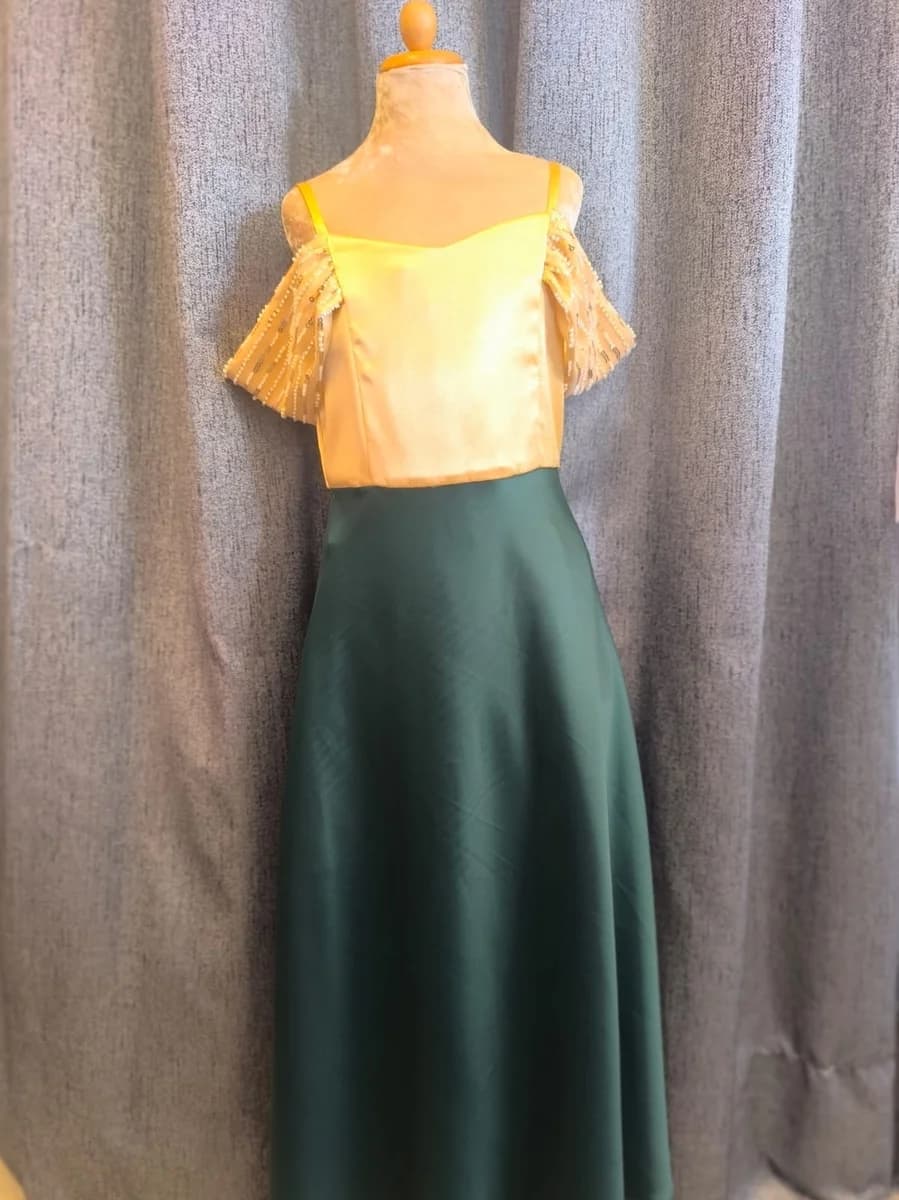 Gold Fringe & Emerald Skirt Set