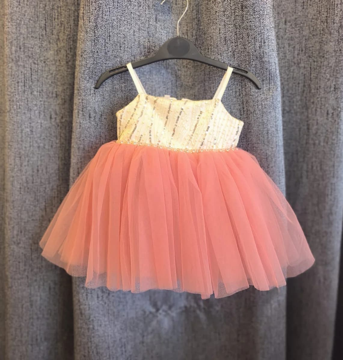 Ivory Sequin Stripe Baby Dress