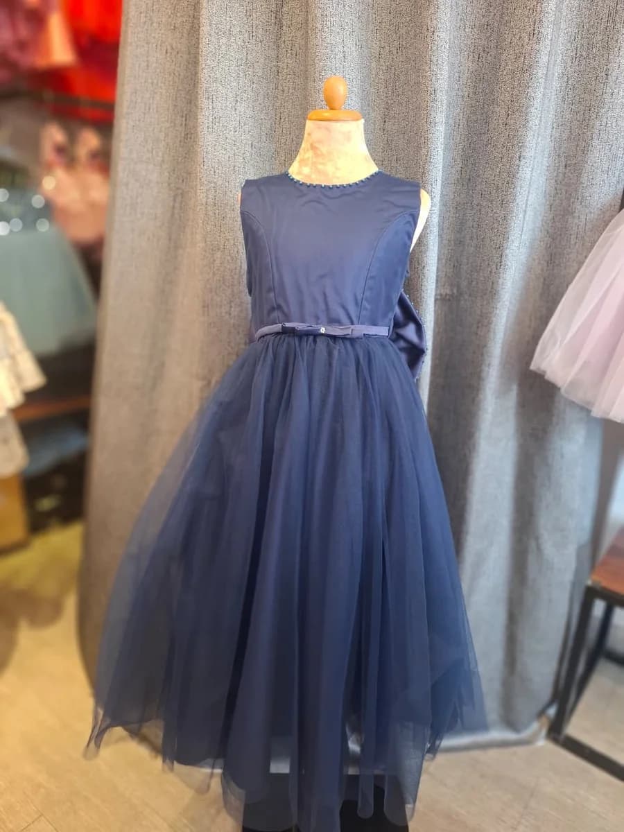 Navy Blue Bow Ball Gown - view 1