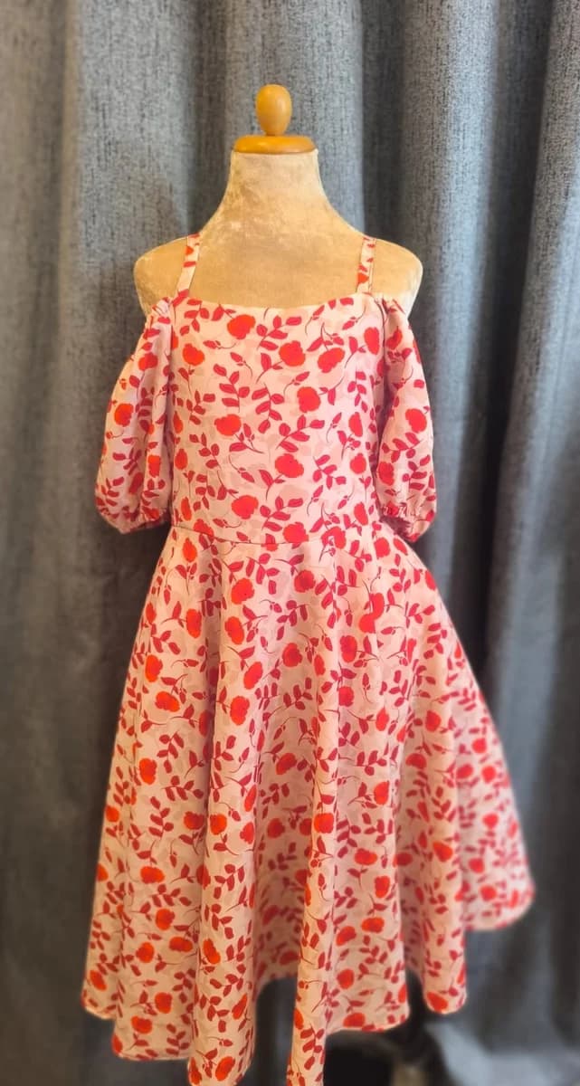 Pink Floral Cold-Shoulder Dress